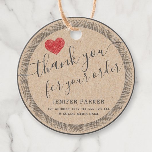 dank u script rood hart classic rondes bedankjes labels (Voorkant)