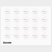 Dank U Script Roze Hart Klein Zakelijk Ronde Sticker (Vel)