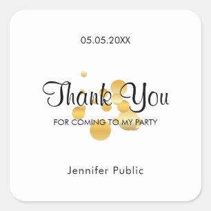 Dank U Script Sjabloon Nep Gouden Confetti Vierkante Sticker