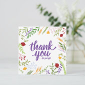 Dank u Script Whimsical Spring Floral Kaart (Staand voorkant)