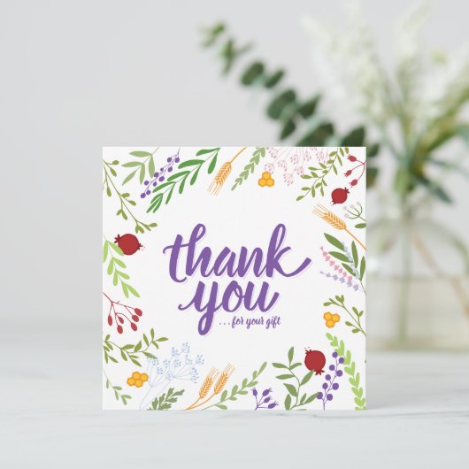 Dank u Script Whimsical Spring Floral Kaart (Staand voorkant)
