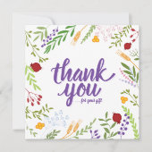 Dank u Script Whimsical Spring Floral Kaart (Voorkant)
