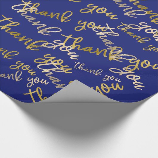 Dank u Script Zeemeermin Goud Favor Blauw Marine Cadeaupapier (Hoek)