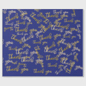 Dank u Script Zeemeermin Goud Favor Blauw Marine Cadeaupapier (Vlak)