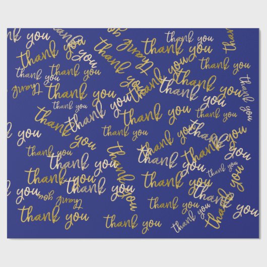 Dank u Script Zeemeermin Goud Favor Blauw Marine Cadeaupapier (Vlak)