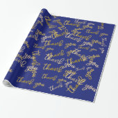 Dank u Script Zeemeermin Goud Favor Blauw Marine Cadeaupapier (Uitgerold)