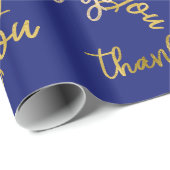 Dank u Script Zeemeermin Goud Favor Blauw Marine Cadeaupapier (Rol Hoek)