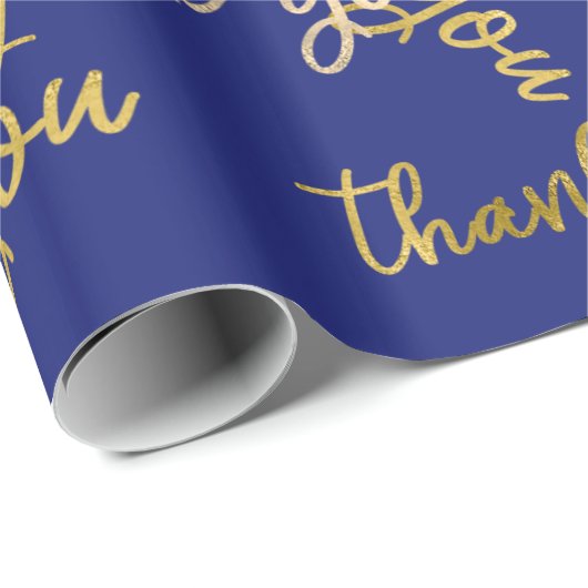 Dank u Script Zeemeermin Goud Favor Blauw Marine Cadeaupapier (Rol Hoek)