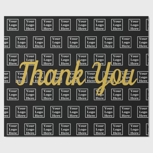 Dank u Script Zwart Uw Logo hier Sjabloon Cadeaupapier (Vlak)