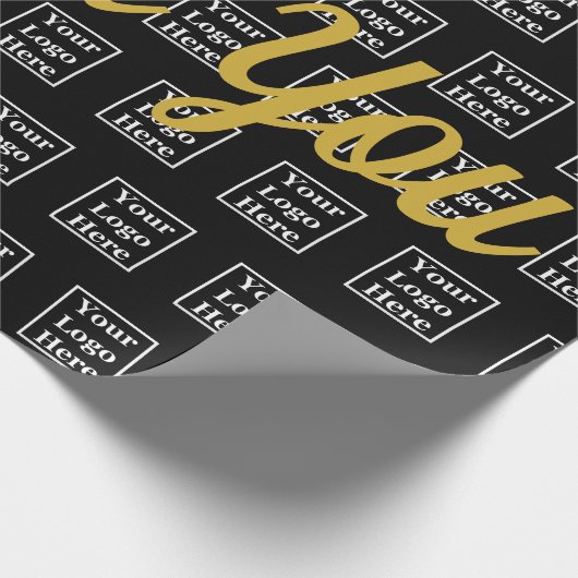 Dank u Script Zwart Uw Logo hier Sjabloon Cadeaupapier (Hoek)