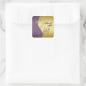 Dank u Seal - Classy Paarse & Gold Wedding Vierkante Sticker (Tas)
