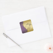 Dank u Seal - Classy Paarse & Gold Wedding Vierkante Sticker (Envelop)