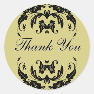 Dank u Seal - Gouden Damask bruiloft Ronde Sticker