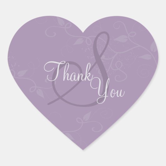 Dank u Seal - Lavendel Paarse Monogram Bruiloft Hart Sticker (Voorkant)