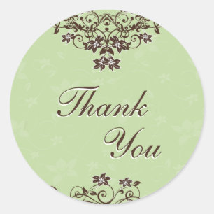 Dank u Seal - Mint Green & Chocolate Brown Ronde Sticker