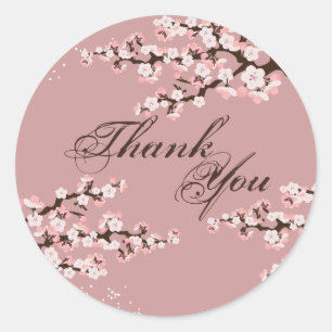 Dank u Seal - Stoffig Roos Cherry Blossom Bruiloft Ronde Sticker