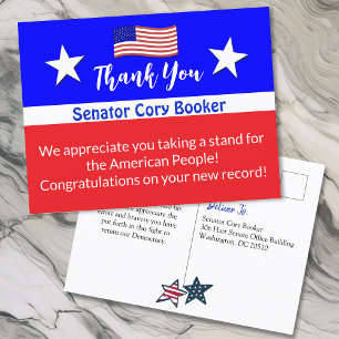 Dank u senator Cory Booker Persoonlijk Briefkaart
