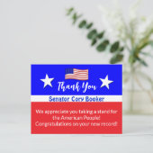 Dank u senator Cory Booker Persoonlijk Briefkaart (Staand voorkant)