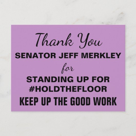 Dank U Senator Merkley #HoldTheFloor Resist Briefkaart (Voorkant)