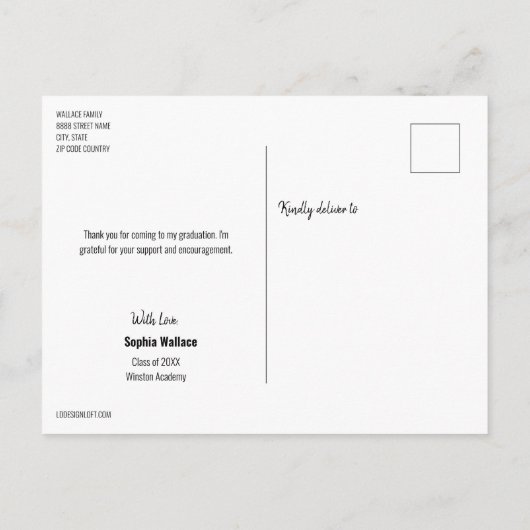 Dank u Senior Afstuderen Foto Aankondigingskaart (Achterkant)