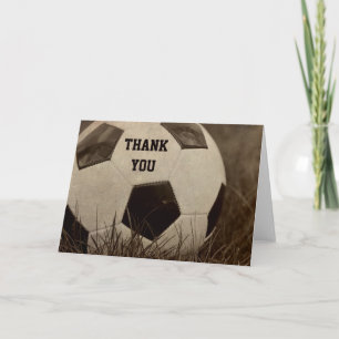 Dank u Sepia Gestemd Voetbal Bedankkaart