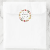 Dank u Shabby Chic  Rozen & Gouden Strepen Ronde Sticker (Tas)