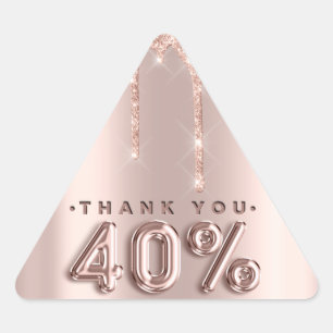 Dank u Shopping Roos Drips 40%Off Driehoek Sticker