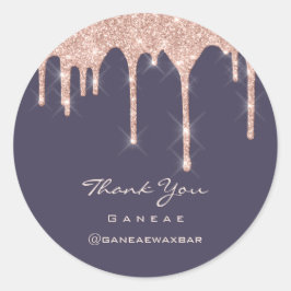 Dank u Shopping Roos Glitter Favor Drip Navy Ronde Sticker