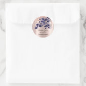 Dank u Shopping Roos Glitter Navy Floral Ronde Sticker (Tas)