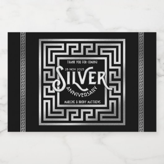 Dank u Silver Wedding Jubileum Glitter Likeurfles Etiket (Enkel label)