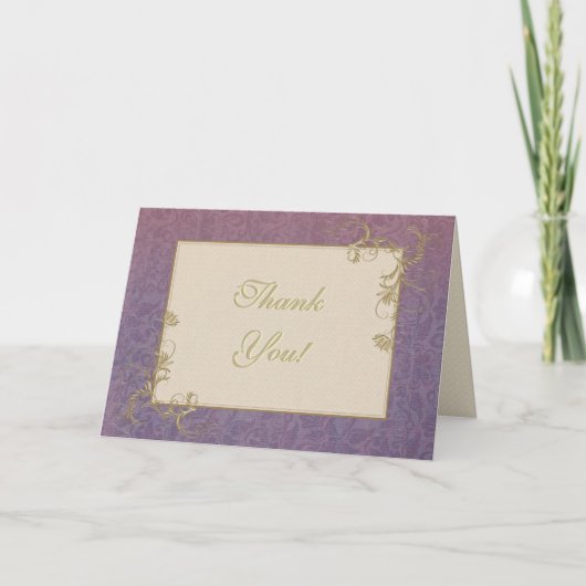 Dank u Sjabloon Gold Roos en Paarse Damask (Voorkant)