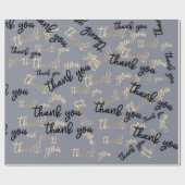 Dank u Smoky Grey Goud Kaligrafie Favor Cadeaupapier (Vlak)