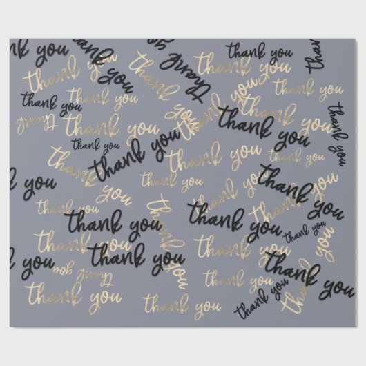 Dank u Smoky Grey Goud Kaligrafie Favor Cadeaupapier (Vlak)