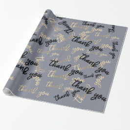 Dank u Smoky Grey Goud Kaligrafie Favor Cadeaupapier