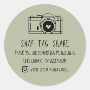 Dank U Snap Tag Share Social Media Salie Groen Ronde Sticker