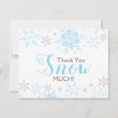 Dank u SNEEUW Veel blauw Baby Boy Douche Note Kaar Bedankkaart (Voorkant)