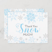 Dank u SNEEUW Veel blauw Baby Boy Douche Note Kaar Bedankkaart (Voorkant / Achterkant)