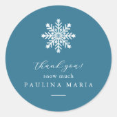 Dank u sneeuw veel blauwe winter quinceanera ronde sticker (Voorkant)