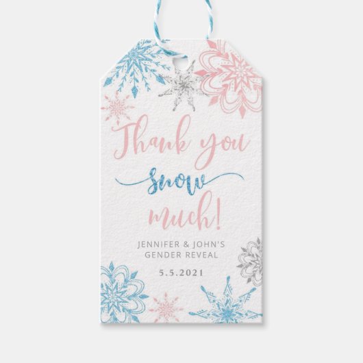 Dank u sneeuw veel geslacht onthullen dank u cadeaulabel (Voorkant)