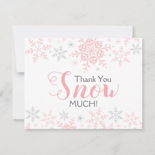 Dank u SNEEUW Veel roze Baby shower Note Kaart (Voorkant)
