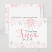 Dank u SNEEUW Veel roze Baby shower Note Kaart (Voorkant / Achterkant)
