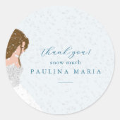Dank u sneeuw veel winter Mode Quinceanera Ronde Sticker (Voorkant)