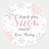 Dank u SNEEUW Veel winter ONEderland roze sneeuw Ronde Sticker (Voorkant)