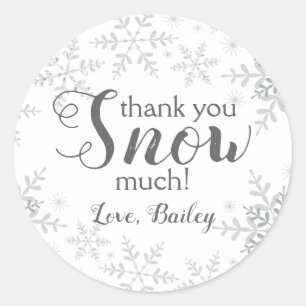 Dank u SNEEUW Veel winter ONEderland Sneeuwvlokken Ronde Sticker