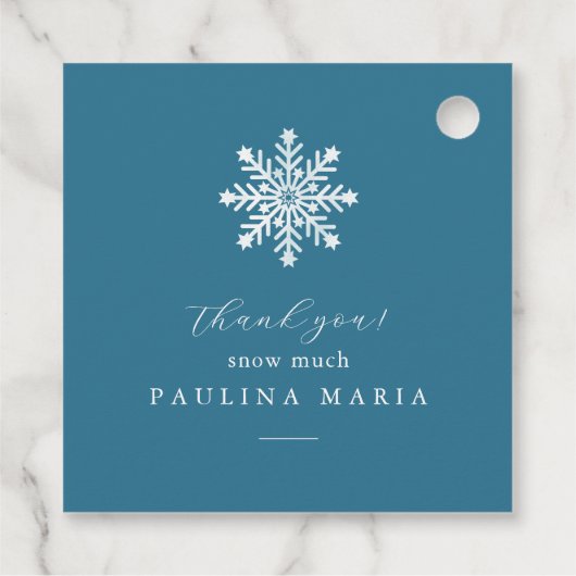 Dank u sneeuw veel winter quinceanera blauw bedankjes labels (Achterkant)