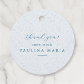 Dank u sneeuw veel winter quinceanera blauw bedankjes labels (Achterkant)