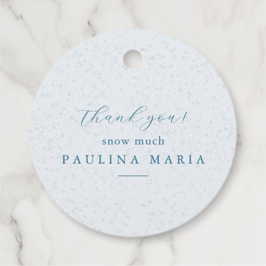 Dank u sneeuw veel winter quinceanera blauw bedankjes labels (Achterkant)