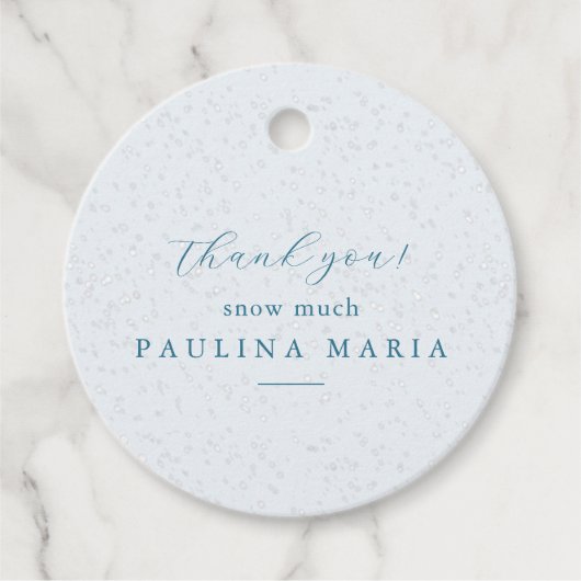 Dank u sneeuw veel winter quinceanera blauw bedankjes labels (Voorkant)