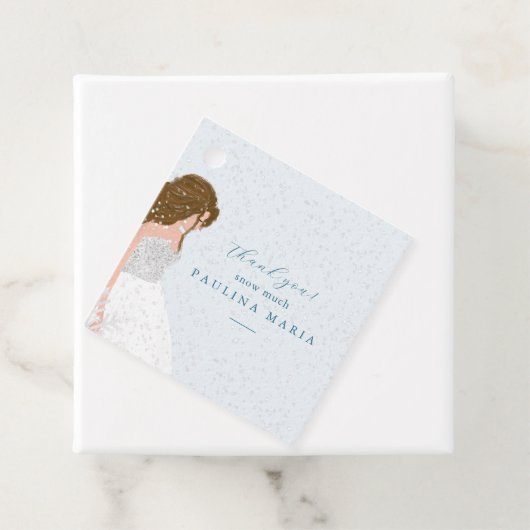 Dank u sneeuw veel winter quinceanera blauw bedankjes labels (In situ)