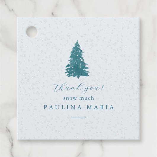Dank u sneeuw veel winter quinceanera dennenboom bedankjes labels (Voorkant)